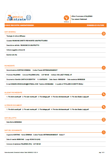 Volture catastali online